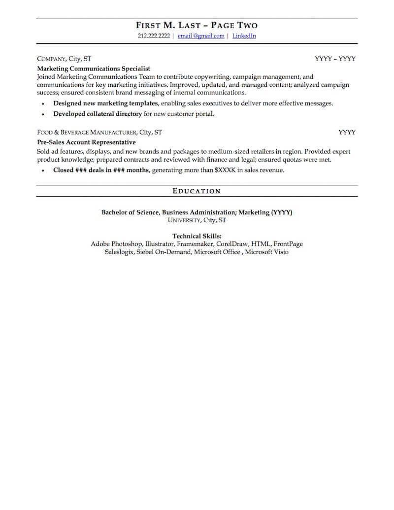 Marketing Manager Resume Sample