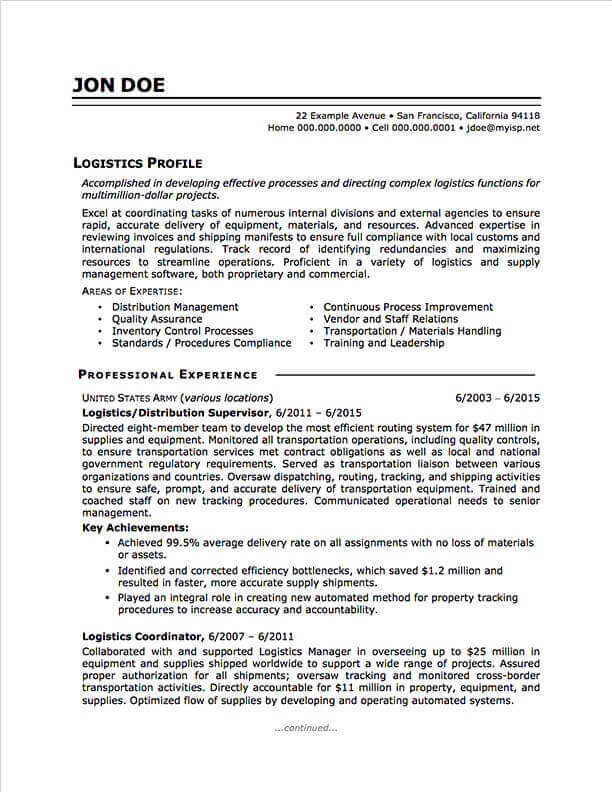 Military to Civilian Resume Examples