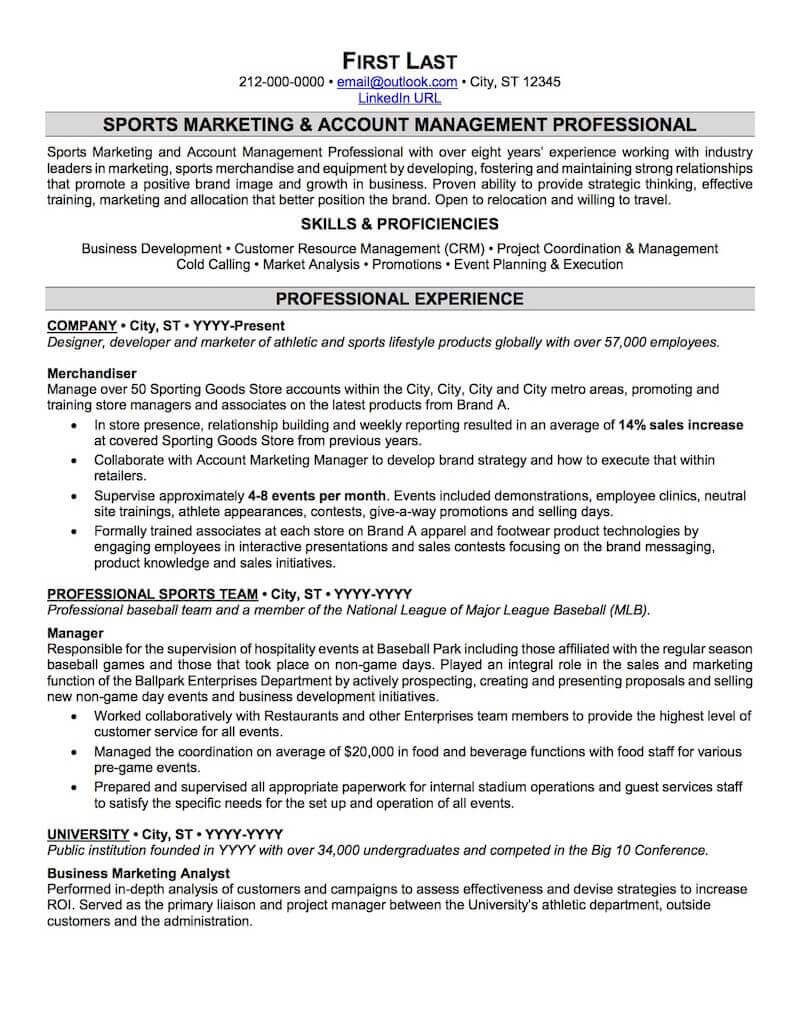 Sports Resume Examples